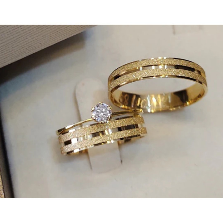 Par de Alianças Madrid Banhada Ouro 18k 6MM + Gravação em Oferta na Shopee