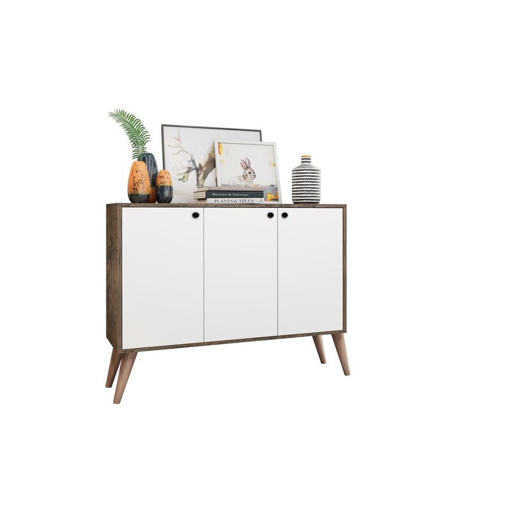 Aparador Buffet 3 Portas Castani Com Branco Brienza