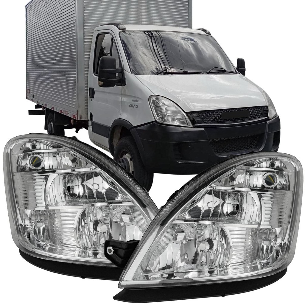 Par Farol Cromado Iveco Daily 2007 2008 09 à 2019 Foco Duplo