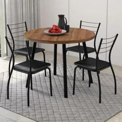 Conjunto Sala de Jantar 4 Cadeiras Austin Carraro Nogal Preto