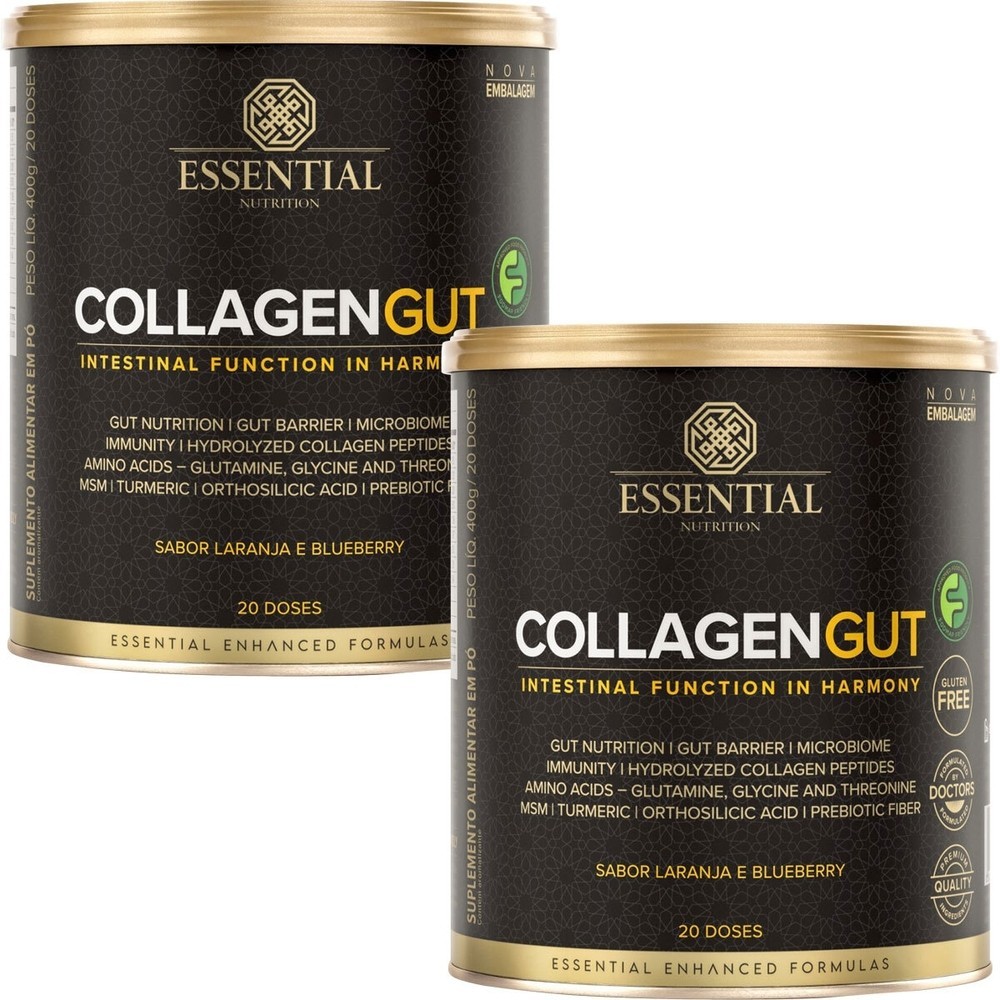 Kit 2 Collagen Gut Essential Nutrition 400g Laranja e Blueberry