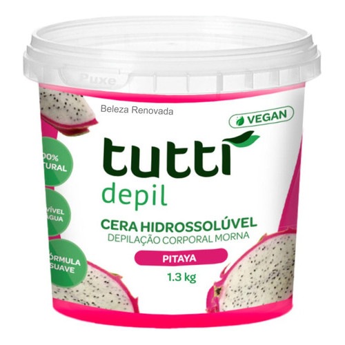 Cera Depilatória Hidrossolúvel Vegano 1,3 Kg Tutti Depil - Pitaya