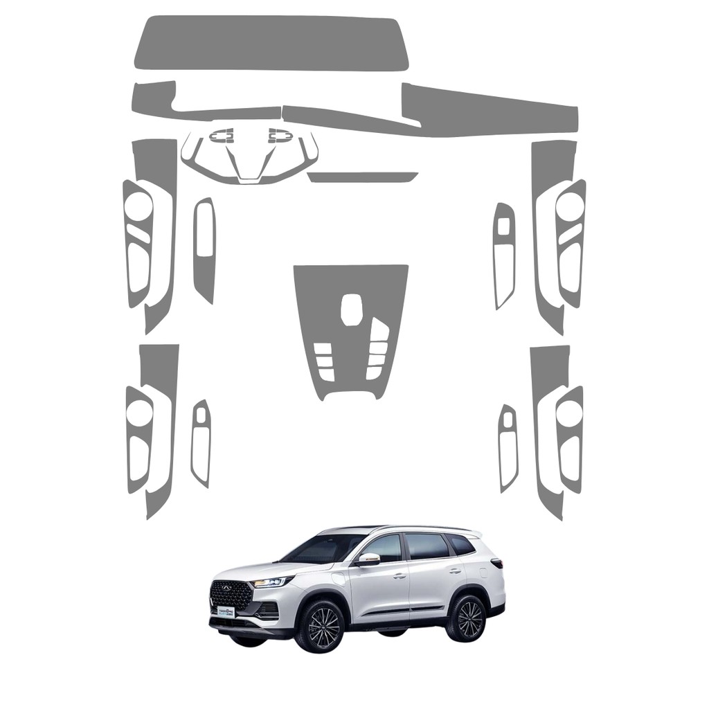 Película PPF Proteção Kit Interior Completo Chery Tiggo 8 Pro 2025 Transparente TPU Anti Risco