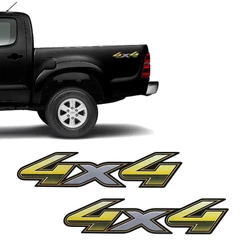 Par De Adesivos 4x4 Toyota Hilux Flex 2013 a 2015 Dourado