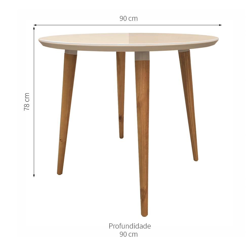 Detalhes do Mesa de Jantar Redonda com Tampo de Vidro Veneza Off White 90 cm