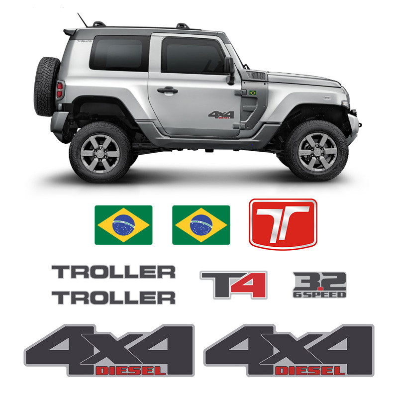Kit Adesivos Troller T4 2015 Ate 2019 4x4 Diesel 3.2 6speed