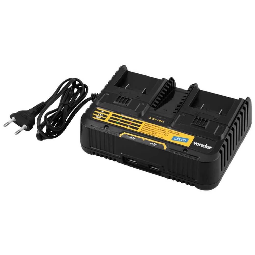 Carregador de Bateria Duplo 18V ICBV1841 Bivolt VONDER