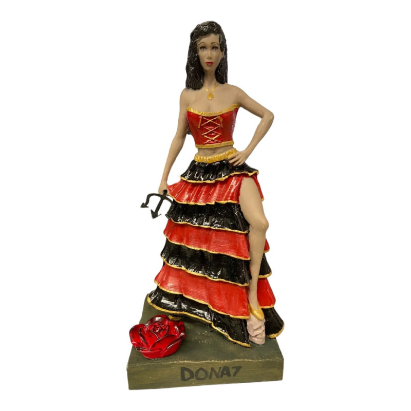 Escultura Pomba Gira Dona Sete Com Incensário 24 cm Resina