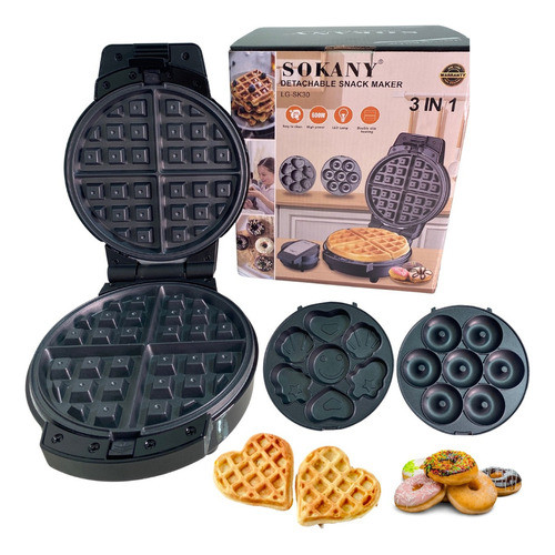 Máquina Multifunção 3 Em 1 Bolinho Donuts Waffle 600w 127V