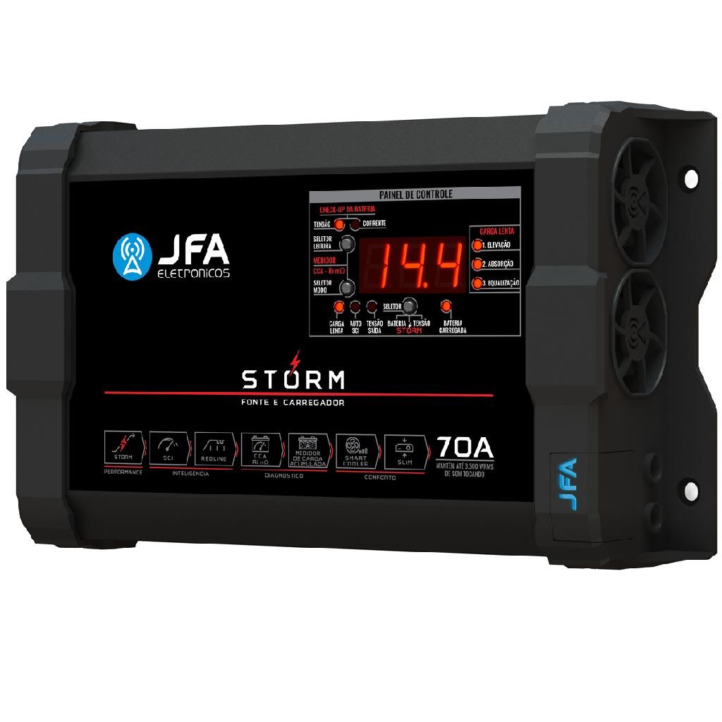 Fonte JFA Storm 70A Bivolt Carregadora Bateria Para Som Automotivo Trio Paredão Festa Show em Oferta na Shopee