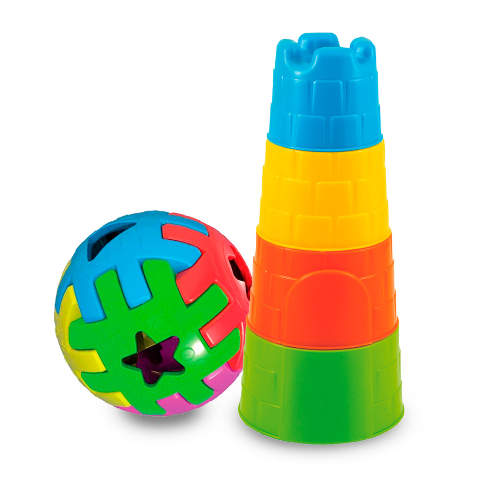 Brinquedos Educativos 1 ano Bebê Menino e Menina - Torre + Bola