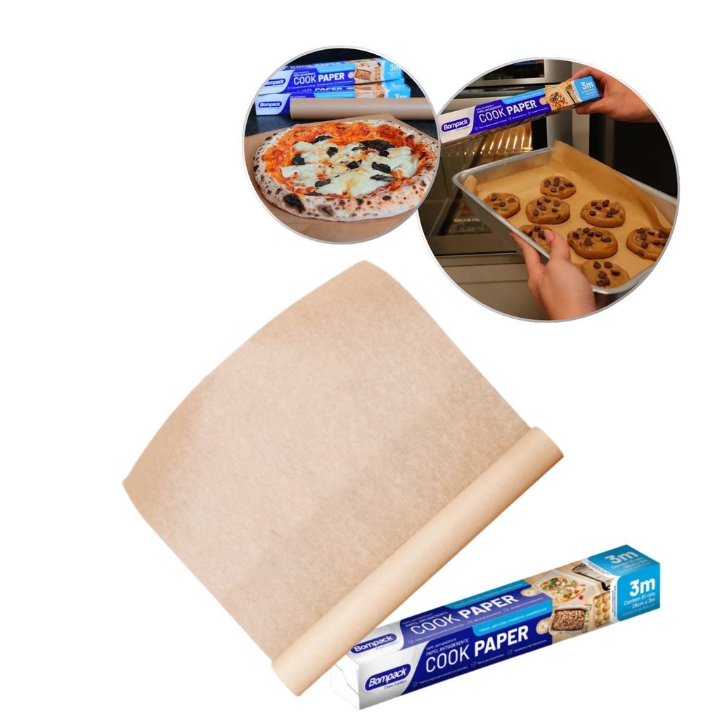 Papel Manteiga Antiaderente Cozinha 28cm x 3m Assar Grelhar Congelar Alimentos Air fryer Micro-ondas Forno