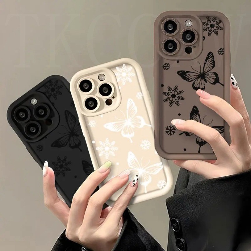 Capa Romântica Com Padrão De Borboleta E Floco De Neve Para Motorola Moto G05 E1