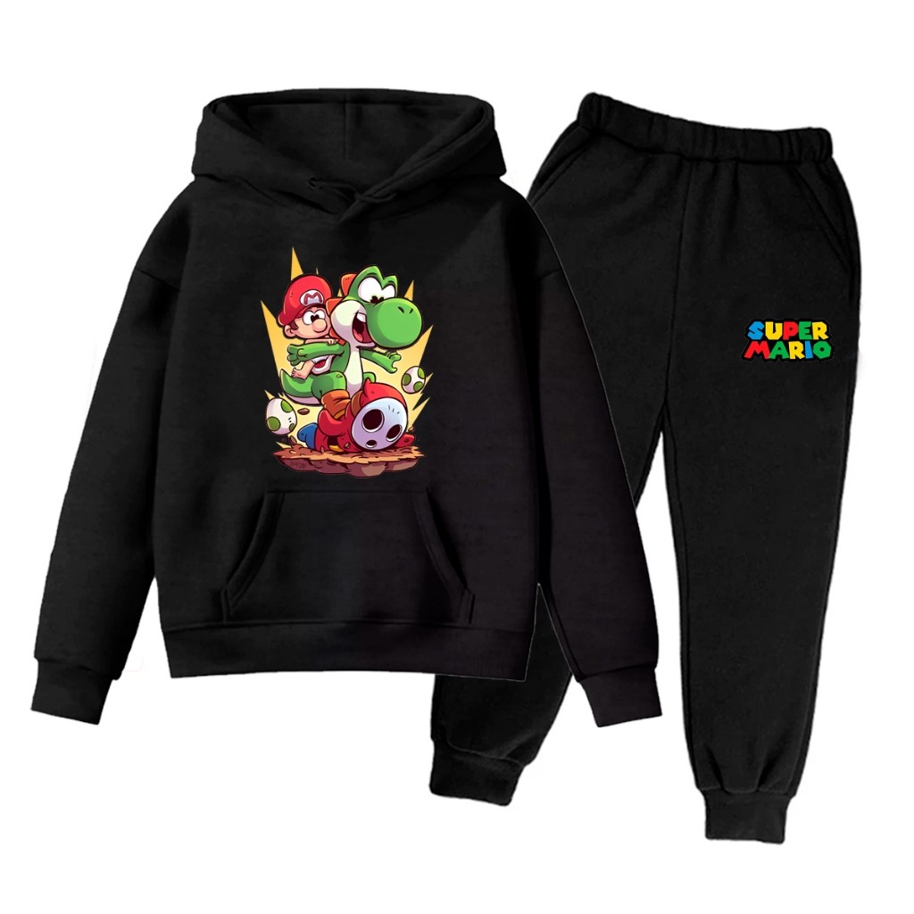 Kit Conjunto Moletom Flanelado Infantil Super Mario Jogo Criança Agasalho Quentinho 100% Algodão Envio Imediato