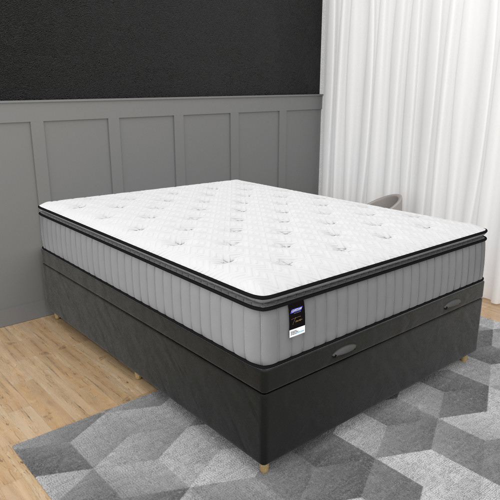 Cama Box Baú Casal 138cm Molas Ensacadas Tower JWS Hf V25 Gazin