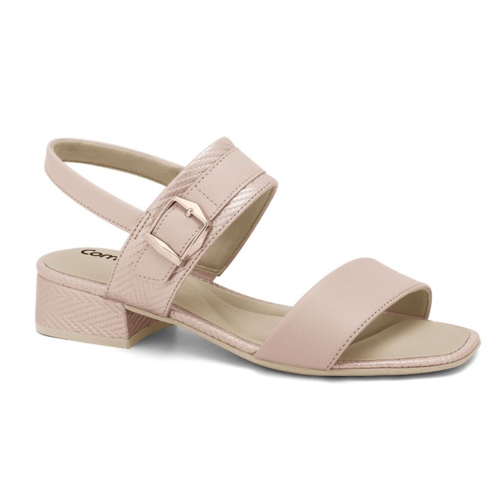 Sandália Feminina Comfortflex 2555303 com Elástico Salto Bloco Baixo Palmilha Anatômica Confortável