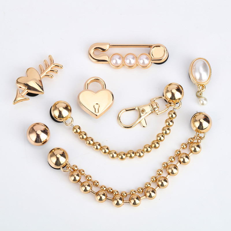 Sandálias acessórios Metal strass sapatos decoração superior ouro brilhante em Oferta na Shopee