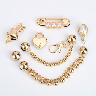 Sandálias acessórios Metal strass sapatos decoração superior ouro brilhante em Oferta na Shopee