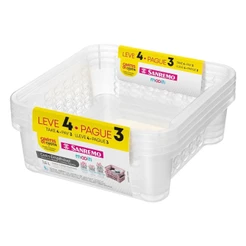 Cesta Empilhável Plástico Transparente 1,6L Moolti Sanremo Leve 4 Pague 3