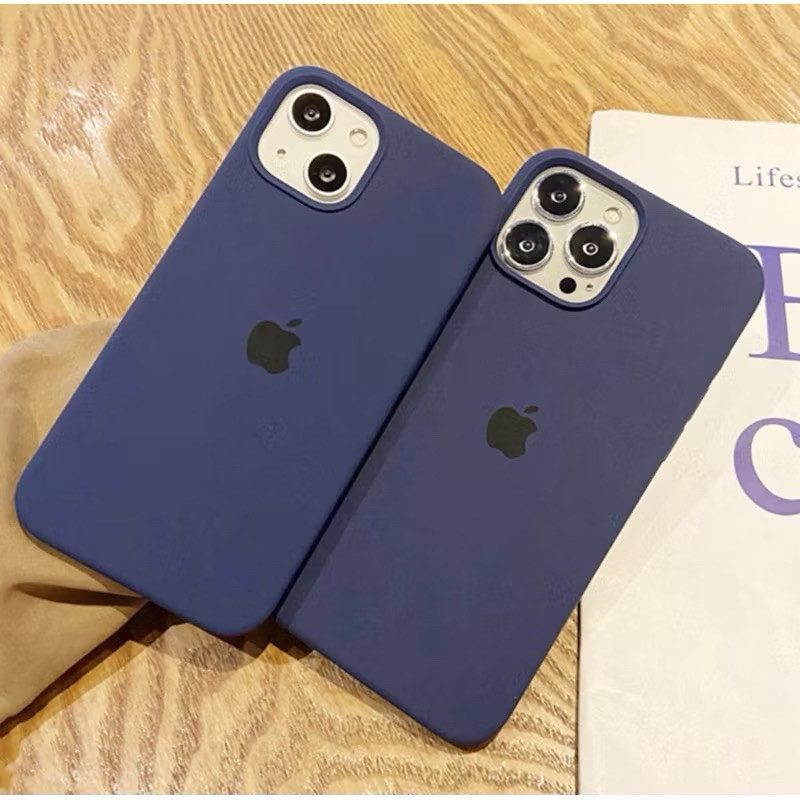 Capa Case capinha cor azul marinho Premium Apple"silicone case aveludada dentro iPhone 5SE 11 12 13 14 15 ao 16 PRO MAX