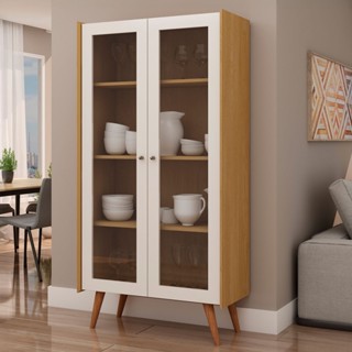 Cristaleira Vértice 2 Portas com Vidro 100% Mdf Cinamomo/Off White - Genialflex em Oferta na Shopee