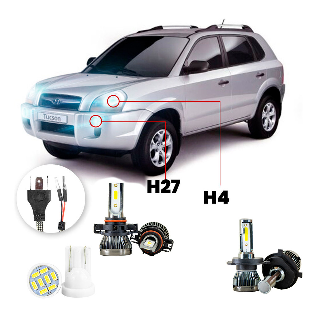 Ultra Led Nano 22000lm Hyundai Tuscon 2013-2016 H4 H27 em Oferta na Shopee