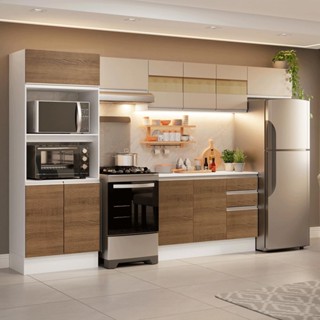 Armário de Cozinha Completa 100% MDF 310 cm Smart 01 em Oferta na Shopee