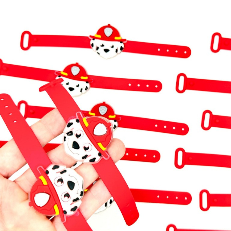 Pulseira Patrulha Canina Marshal 10un Tema Festa Lembrancinha Ajustavel Emborrchado Promoção