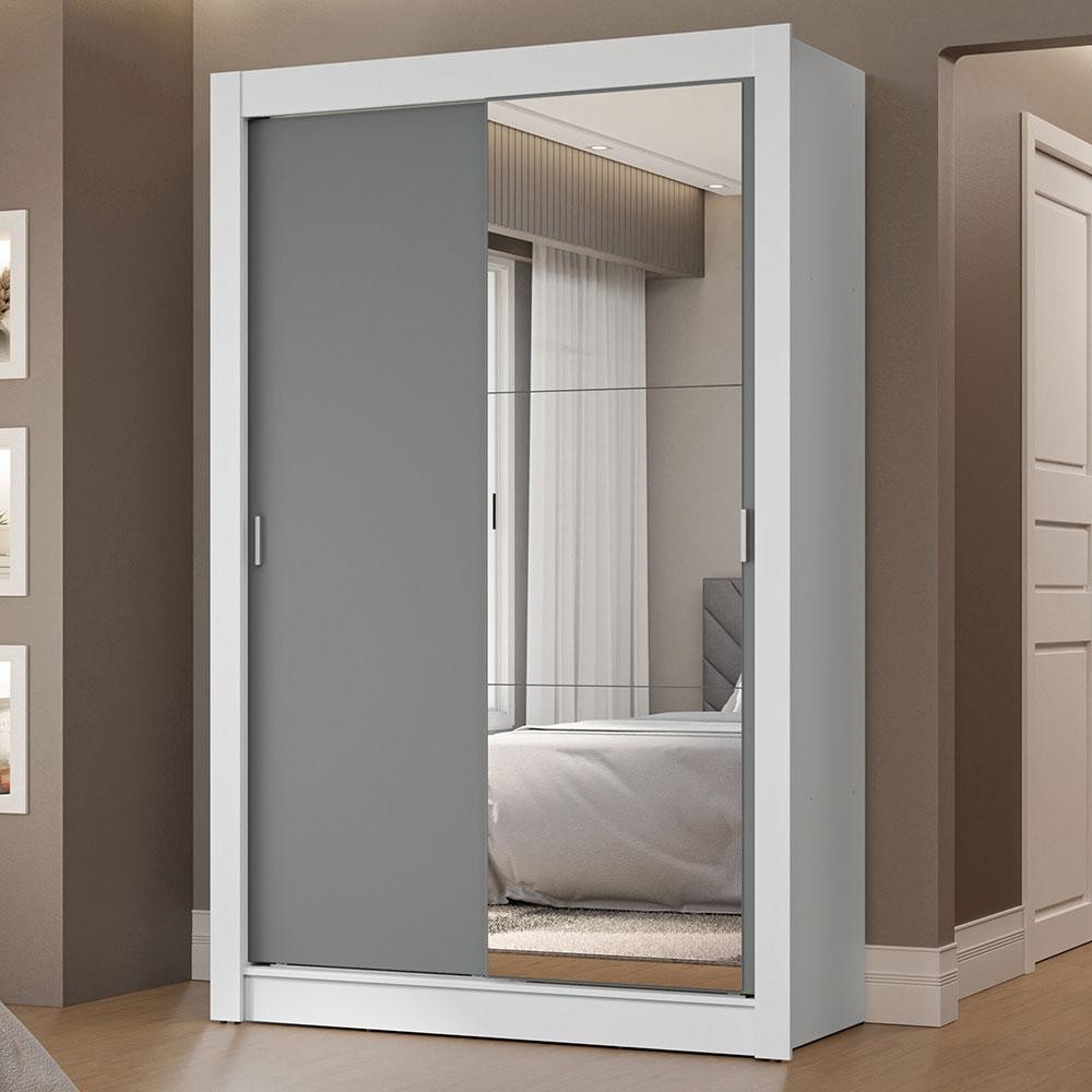 Guarda-Roupa Solteiro 2 Portas de Correr com Espelho 2 Gavetas Vivare Madesa
