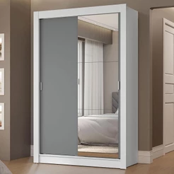 Guarda-Roupa Solteiro 2 Portas de Correr com Espelho 2 Gavetas Vivare Madesa