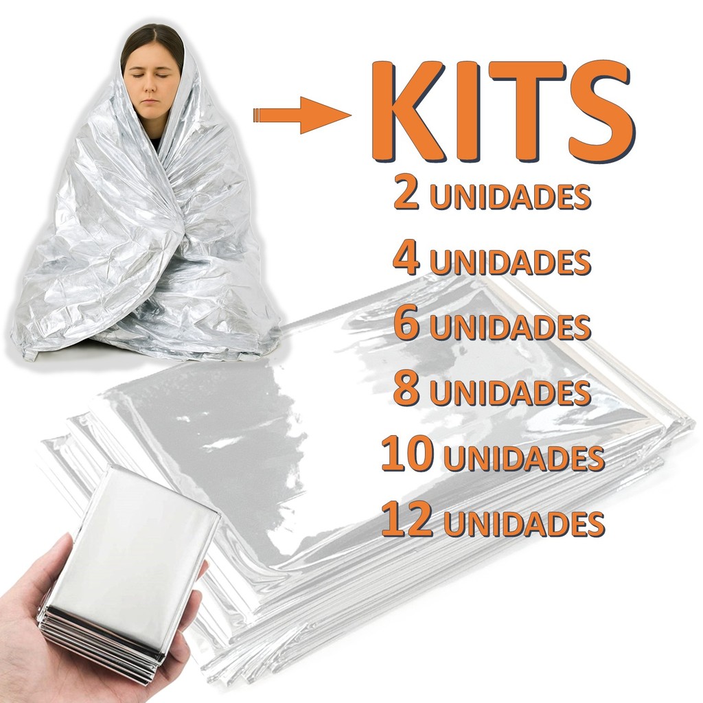 Cobertor Manta Aluminizada Térmico p/ Emergência, Resgate e Camping - KITs Diversos em Oferta na Shopee