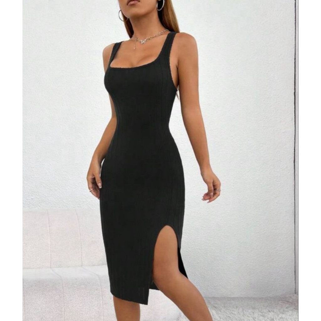 Vestido Midi Confortavel Elegante Femnino alto varias cores VESTIDO MIDI CURTO ALSA