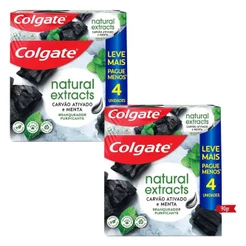 Kit 2 Pack Creme Dental Colgate Natural Extracts Carvão Ativado e Menta 90g