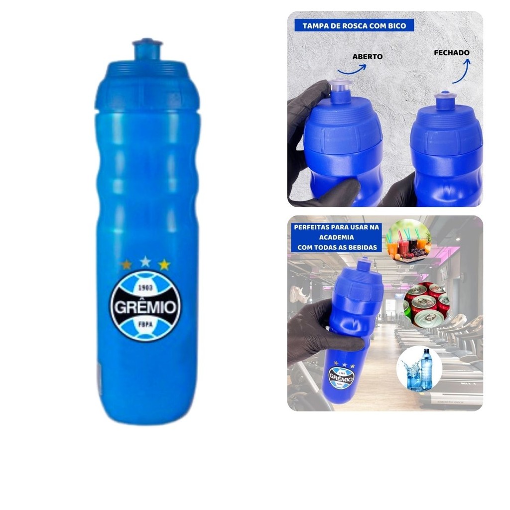 Squeeze Top Oficial Térmica 550ml Garrafa Azul Água Esporte Bike Time Grêmio Presente
