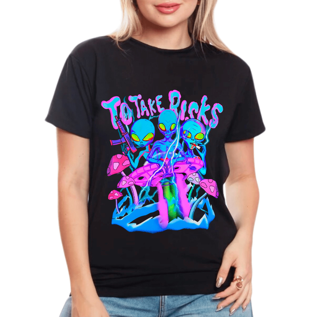 Camiseta Tumblr Feminina Estilo Tumblr Alien To Take Risks - LANÇAMENTO ESPECIAL