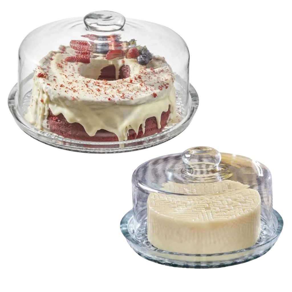 Conjunto Boleira E Queijeira de Vidro Com Tampa Petit Poa em Oferta na Shopee