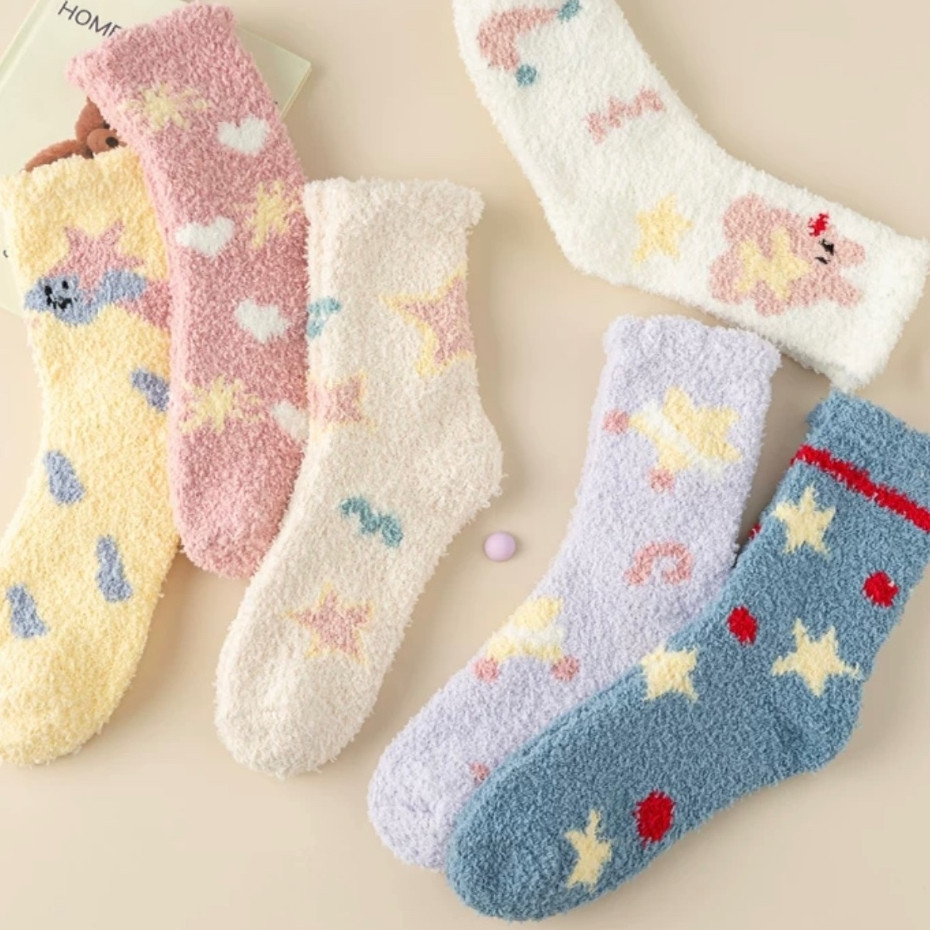 12 Pares Meias De Lã Felpuda Grossa Para Frio Quente Adulto Femininas Meias De Chão De Outono E Inverno Térmica em Oferta na Shopee