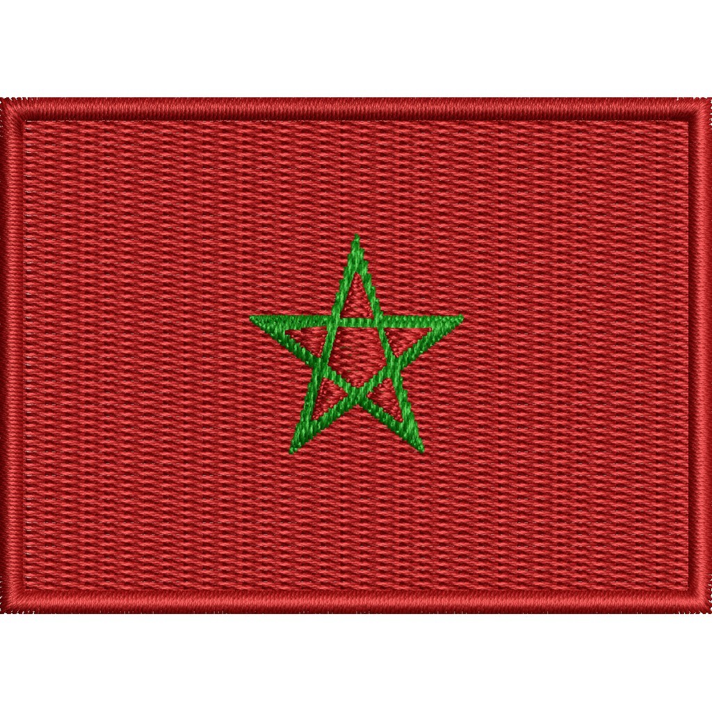 Patch bordado Bandeira de Marrocos 7cmx5cm - Moto Motociclista Motoqueiro Airsoft Militar P/ Macacão