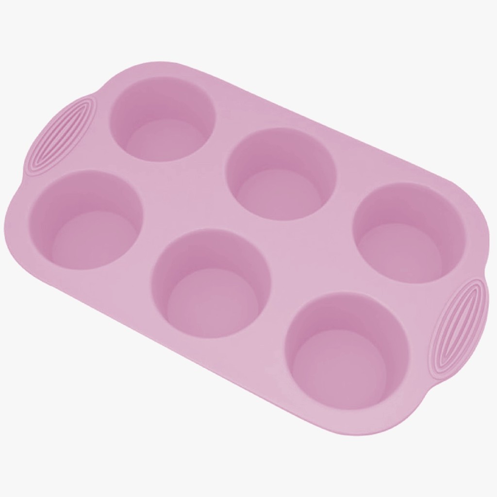 Forma Cupcake Em Silicone 6 Cavidades Petit Gateau Empada Rosa em Oferta na Shopee