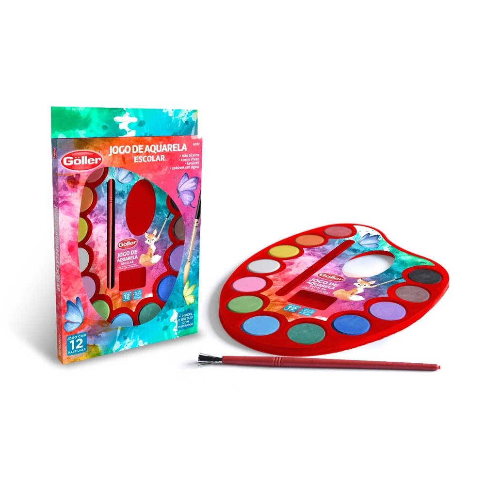 Jogo Aquarela Estojo Com 12 Cores Göller em Oferta na Shopee
