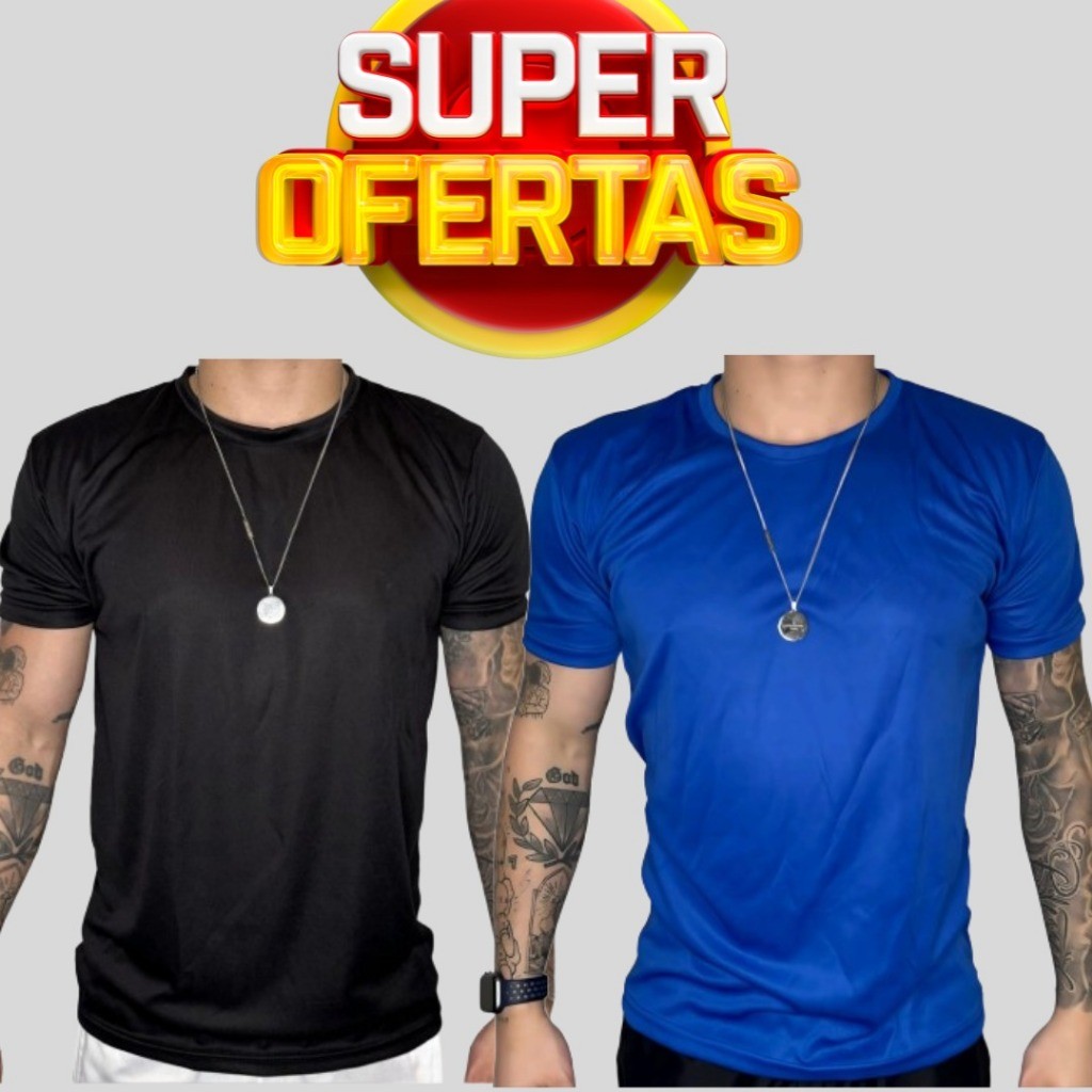 2 Camisetas Dry Fit Proteção UV 50+ Resistente Caminhada Corrida Musculação