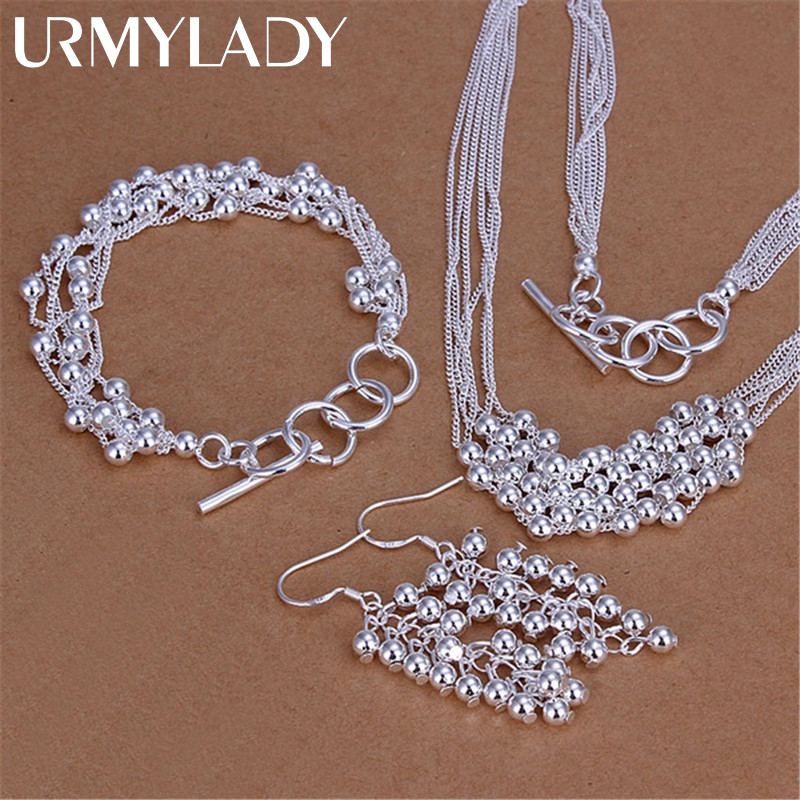 925 Prata Esterlina Uva Contas Pulseira Colar Brincos Conjunto De Jóias Para Festa De Moda Feminina em Oferta na Shopee