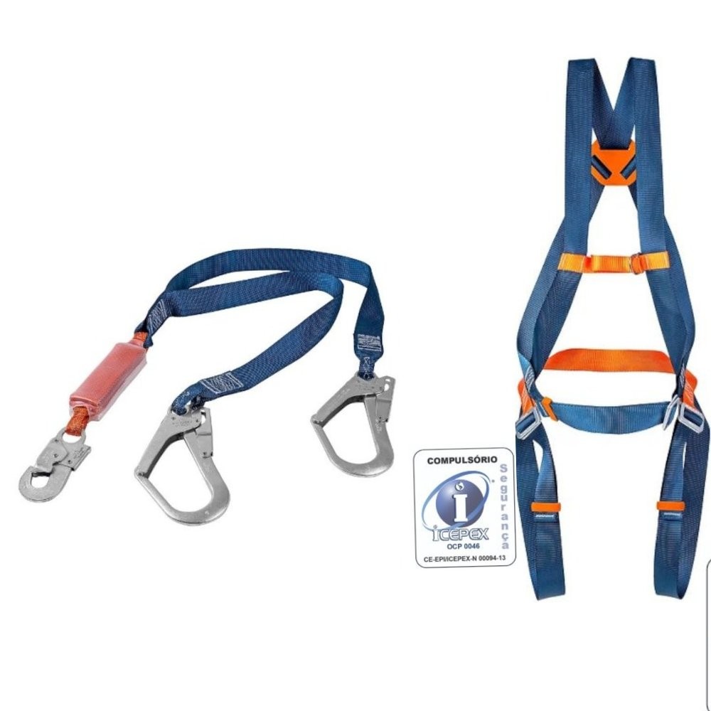 kit Cinto de segurança tipo paraquedista + Talabarte Y com ABS -  Top 6305 + Top 5000