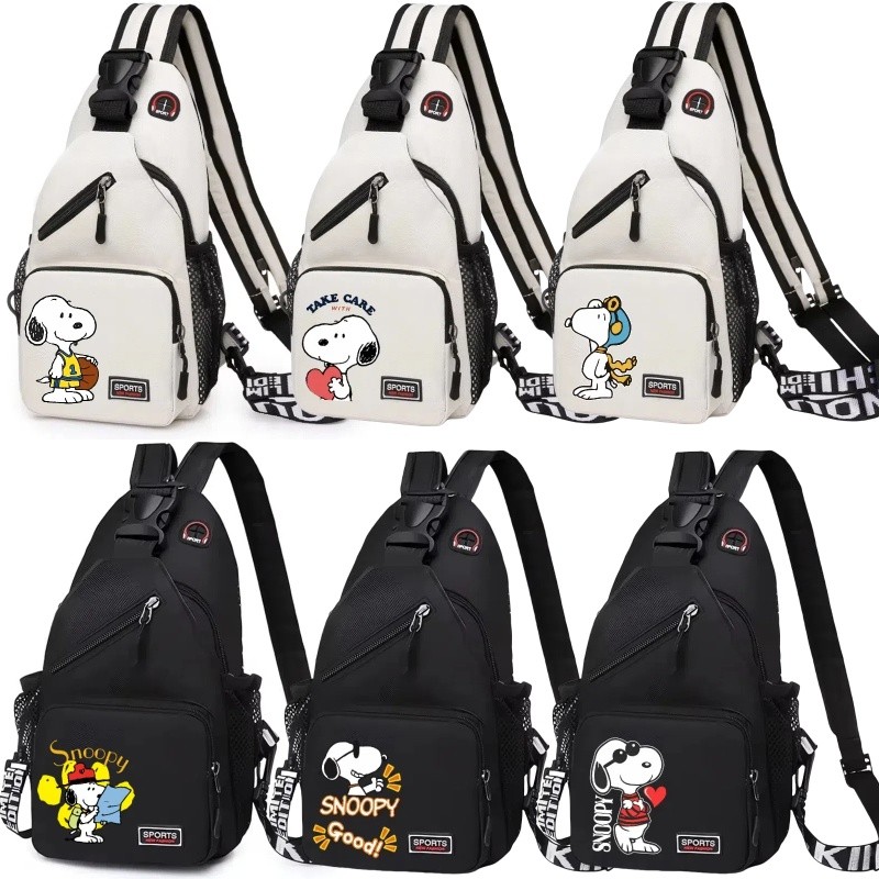 Snoopy Bolsa De Ombro Impermeável Mochila De Grande Capacidade Pano Oxford crossbody