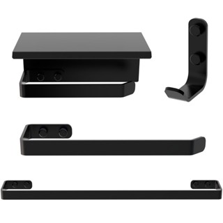 Kit Acessórios Para Banheiro 4 Peças Preto Fosco SF.MAX em Oferta na Shopee