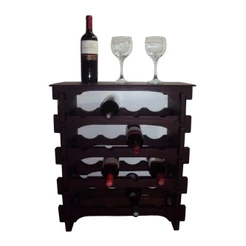 Adega Vinho Madeira 16 Garrafas Tipo Mesinha Cor Imbuia C04