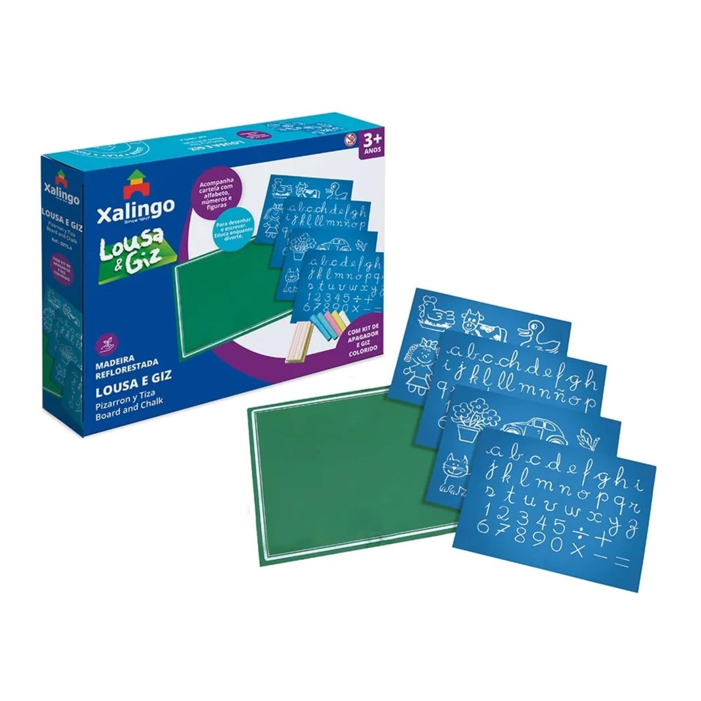 Brinquedo Infantil Lousa e Giz com 10 Peças Xalingo - 50754 em Oferta na Shopee