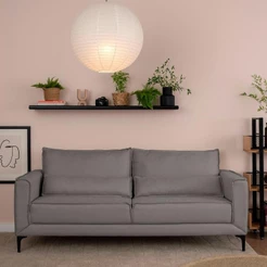 Sofá 3 Lugares Versatti Linho Cinza 210 cm