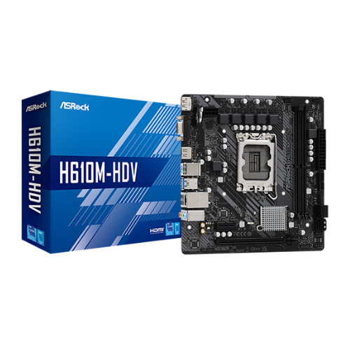 Placa Mâe Intel Asrock H610M HDV Ddr4 Até 64gb Lga 1700 Micro Atx H Cinza Escuro