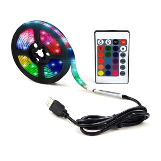 Fita Led 5050 Rgb Colorida Controle 3m 5v Usb Para Tv Pc Carro em Oferta na Shopee